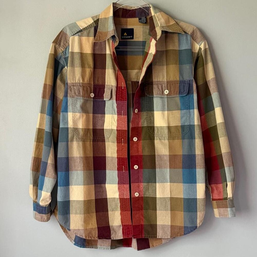Lizsport vintage plaid button up shirt